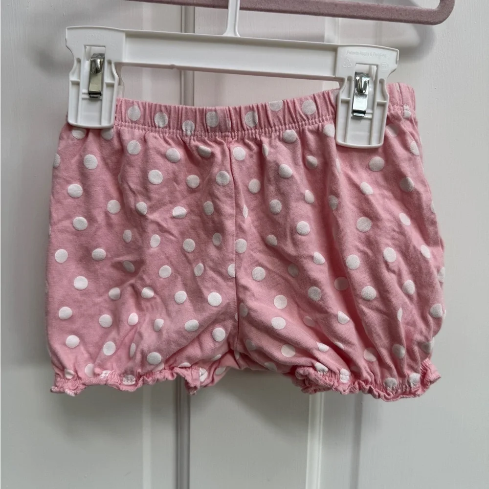 Carter's 24M Girls Pink Baby Shorts with Polka Dots and Ruffles at the Bottom